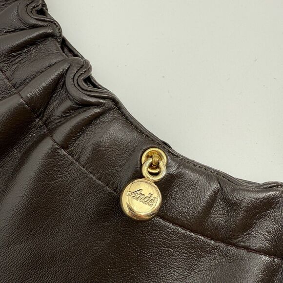Ande Vintage Dark Brown Leather Shoulder Bag Gold Hardware Classic Designer - Picture 4 of 12